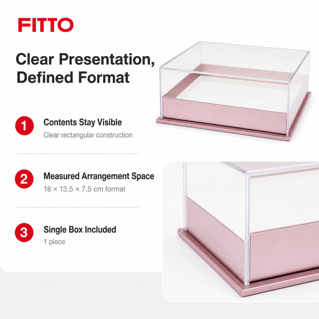 96 Pieces Acrylic Presentation Box, Pink And Clear Rectangular, 18 × 13.5 × 7.5 cm, 1 Piece