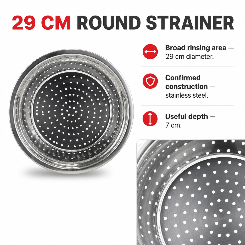 72 Pieces Stainless Steel Rice Strainer 29 cm, Round Kitchen Sieve for Rinsing and Draining