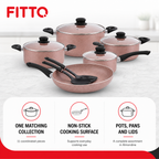 48 Pieces 11-Piece Non-Stick Cookwares Set, Almondine Pots and Pans for Everyday Cooking