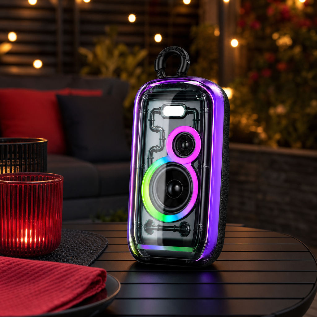 48 Pieces Portable Wireless Party Speaker, Transparent Housing, RGB LED Lighting, IPX5 Water Resistance and 3000mAh Battery