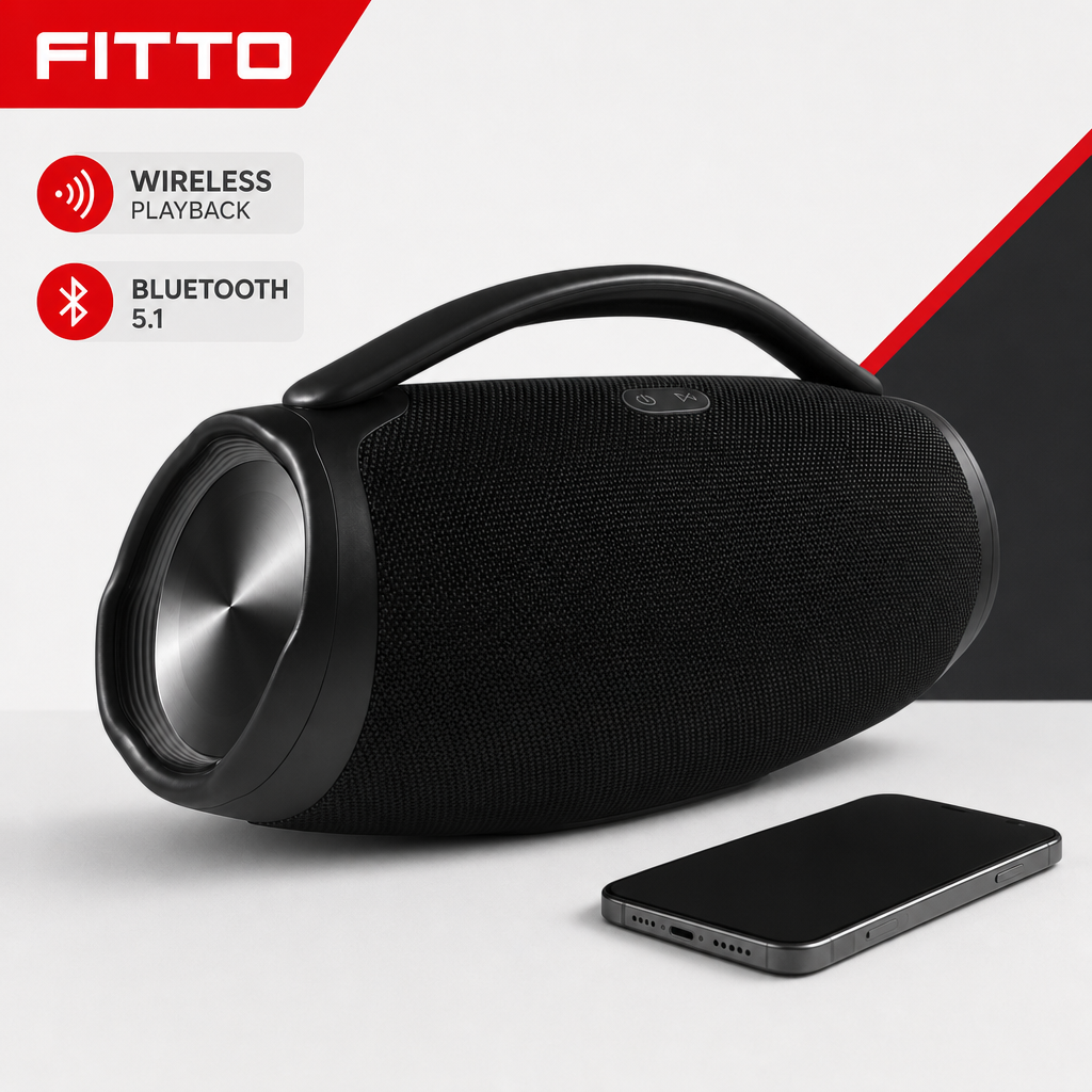 48 Pieces Wireless Boombox Speaker with Carry Handle, Bluetooth 5.1, Black