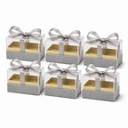 60 Pieces Silver Rectangular Acrylic Presentation Boxes with Ribbon, 14.5 × 9.5 × 8 cm, 6 Pieces