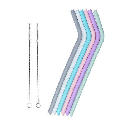 Eco-Friendly Reusable Silicone Straws - Assorted Pastel Colors