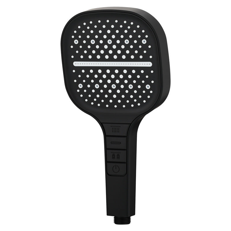 Eco-Friendly Water-Saving Showerhead - Black & Silver Square Design