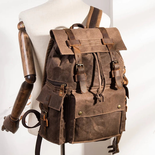 Eco-Friendly Canvas Backpack with Leather Straps