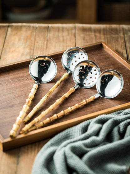 Eco-Friendly Stainless Steel & Bamboo Ladles - Sustainable Kitchen Utensils