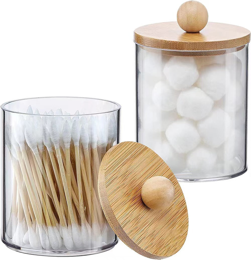 Eco-Friendly Glass Storage Jars with Bamboo Lids for Bathroom Organization