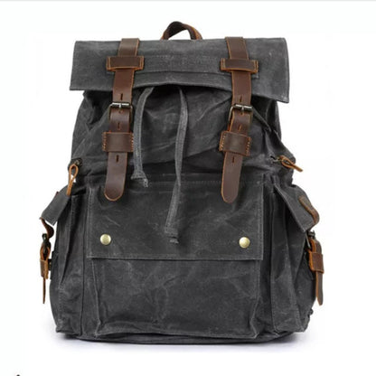 Eco-Friendly Canvas Backpack with Leather Straps