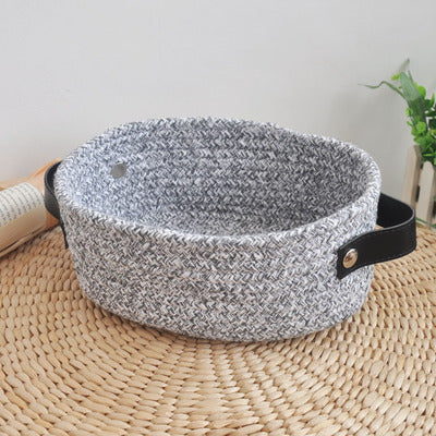 Eco-Friendly Woven Fabric Storage Baskets - Cream, Gray, Black
