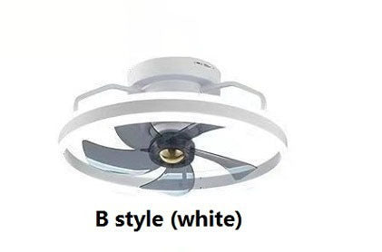 Energy-Efficient Ceiling Fan with LED Light - White Circular Design