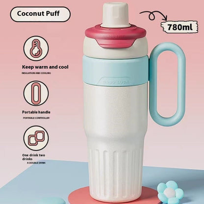 Eco-Friendly Reusable Water Bottle with Handle - 780ml Yellow & Blue