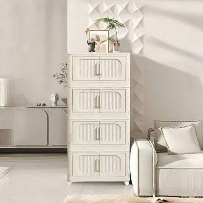 Stackable Beige Storage Cabinet for Space-Saving Organization