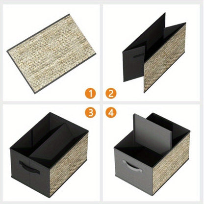 Eco-Friendly Black Storage Organizer with Natural Fiber Panels