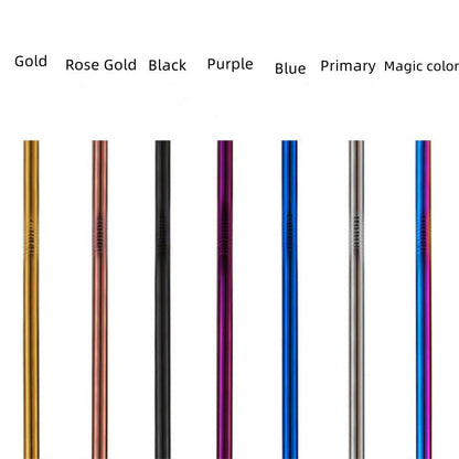 Iridescent Rainbow Stainless Steel Reusable Straws - Eco-Friendly Drinking Solution