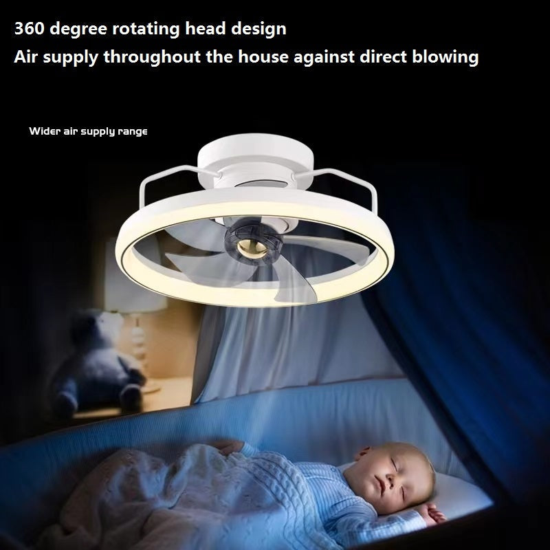 Energy-Efficient Ceiling Fan with LED Light - White Circular Design