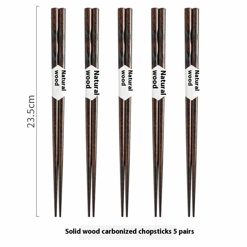 Eco-Friendly Reusable Wooden Chopsticks with Textured Grip
