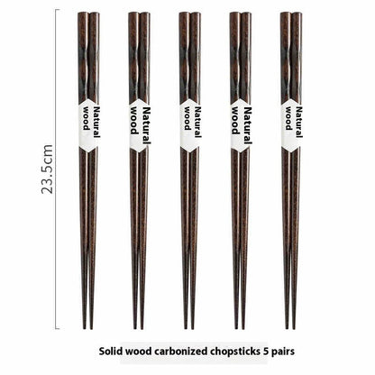 Eco-Friendly Reusable Wooden Chopsticks with Textured Grip
