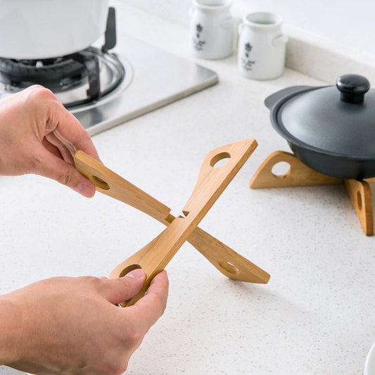 Eco-Friendly Bamboo Trivet with Circular Cutouts