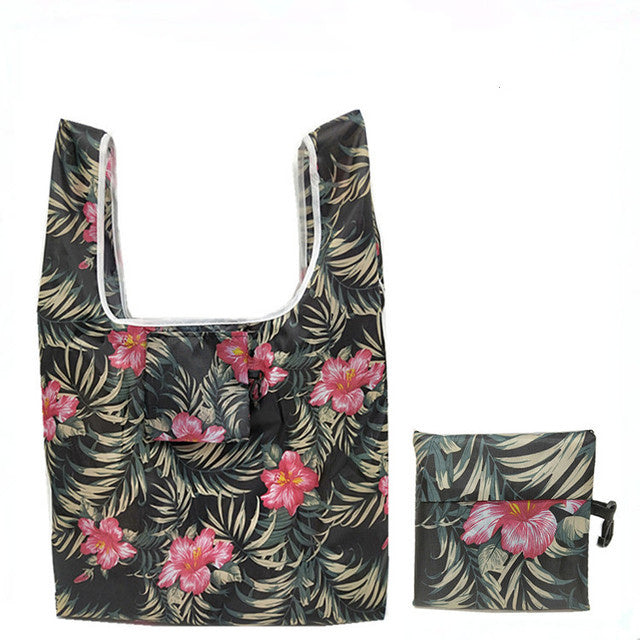 Eco-Friendly Reusable Shopping Bag - Multicolored Floral Pattern