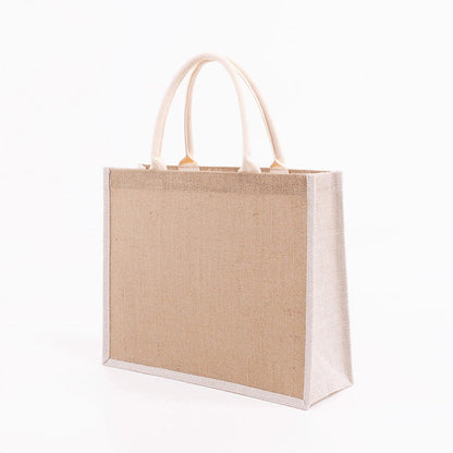 Eco-Friendly Reusable Tote Bag - Natural Beige with Green Trim