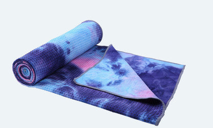 Eco-Friendly Yoga Towel - Blue & Green Tie-Dye, Quick-Drying, Reusable