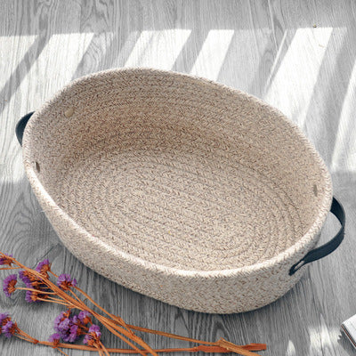 Eco-Friendly Woven Fabric Storage Baskets - Cream, Gray, Black