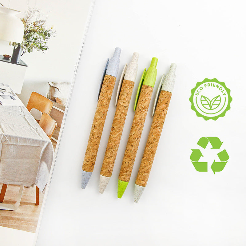 Eco-Friendly Pastel Cork Pens - Sustainable Stationery for Zero-Waste Living