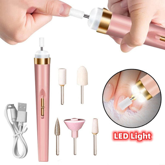 Rechargeable Pink Electric Nail File Set with USB Charging