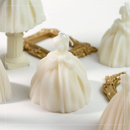 Elegant Dress-Shaped Decorative Candle - Eco-Friendly White Wax