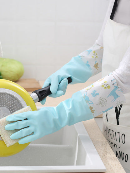 Eco-Friendly Reusable Dishwashing Gloves - Light Green, Durable, Biodegradable