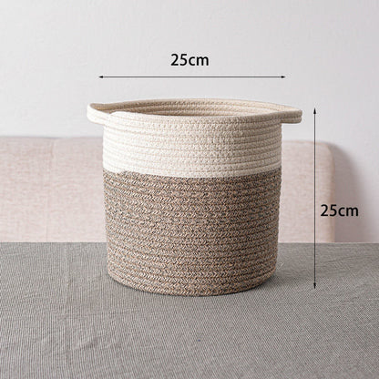 Eco-Friendly Cylindrical Storage Baskets Set - Beige & White