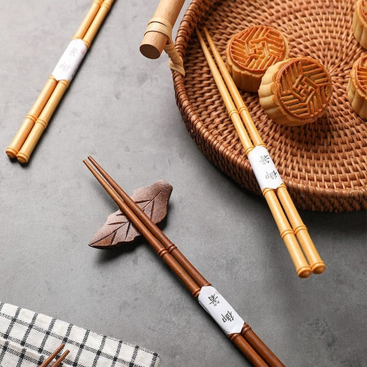 Eco-Friendly Bamboo Chopsticks in Natural Wood Tones