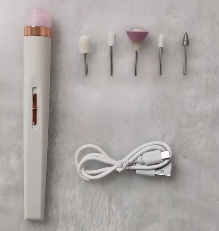 Rechargeable Pink Electric Nail File Set with USB Charging