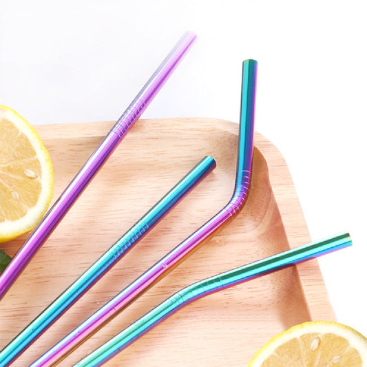 Iridescent Rainbow Stainless Steel Reusable Straws