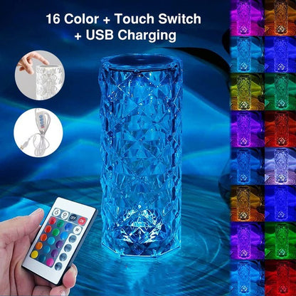 Energy-Efficient LED Crystal Table Lamp with Multicolor Options