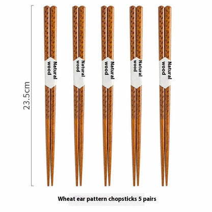 Eco-Friendly Reusable Wooden Chopsticks with Textured Grip