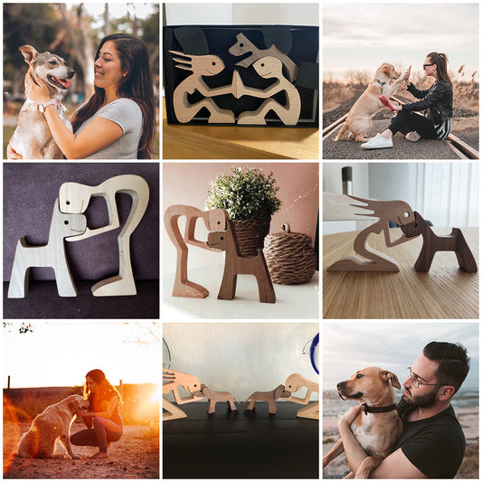 Eco-Friendly Wooden Animal Figurines in Natural Wood Tones