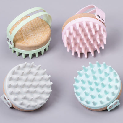 Eco-Friendly Bamboo Scalp Massager Brush in Mint Green