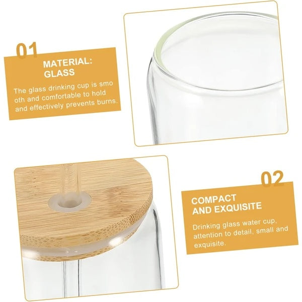 Eco-Friendly Glass Jar with Bamboo Lid & Straw - Sustainable Drinkware