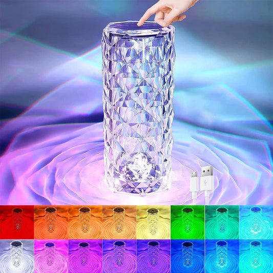 Energy-Efficient LED Crystal Table Lamp with Multicolor Options