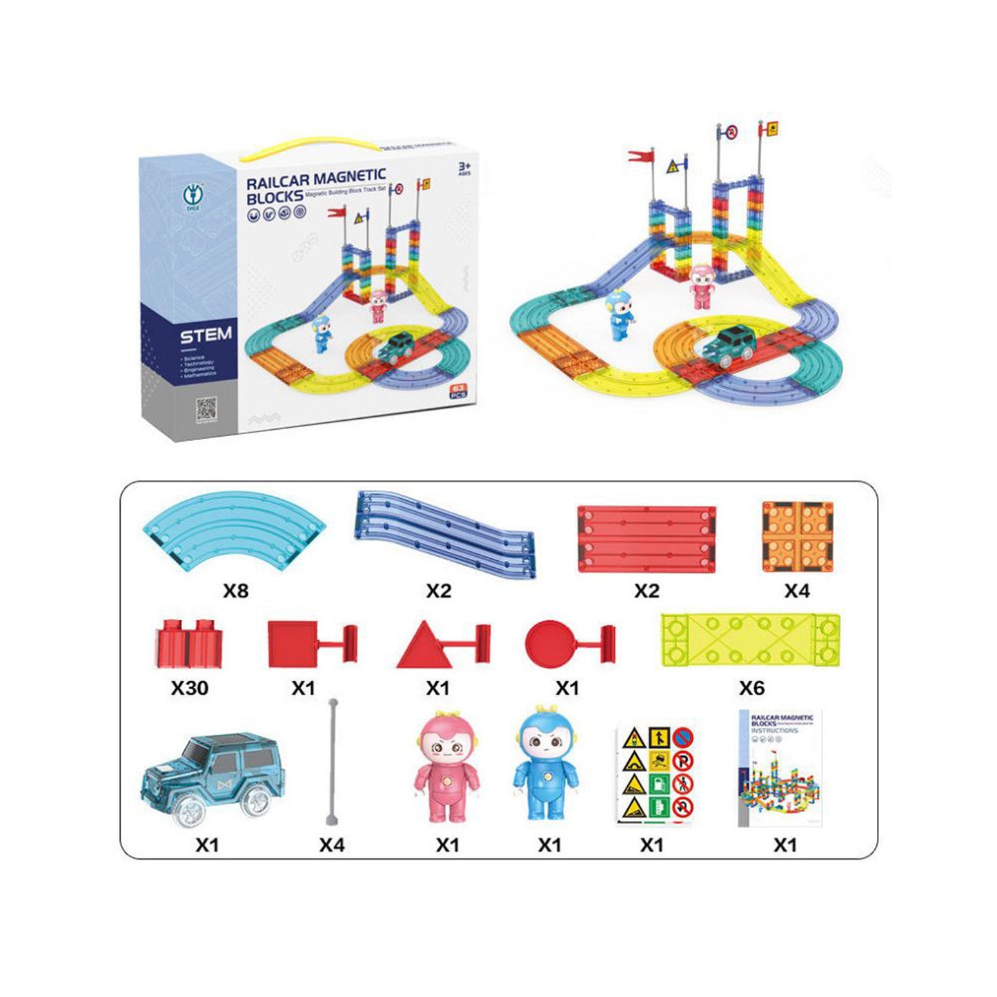 FITTO Magnetic Building Blocks Set 63 Pieces
